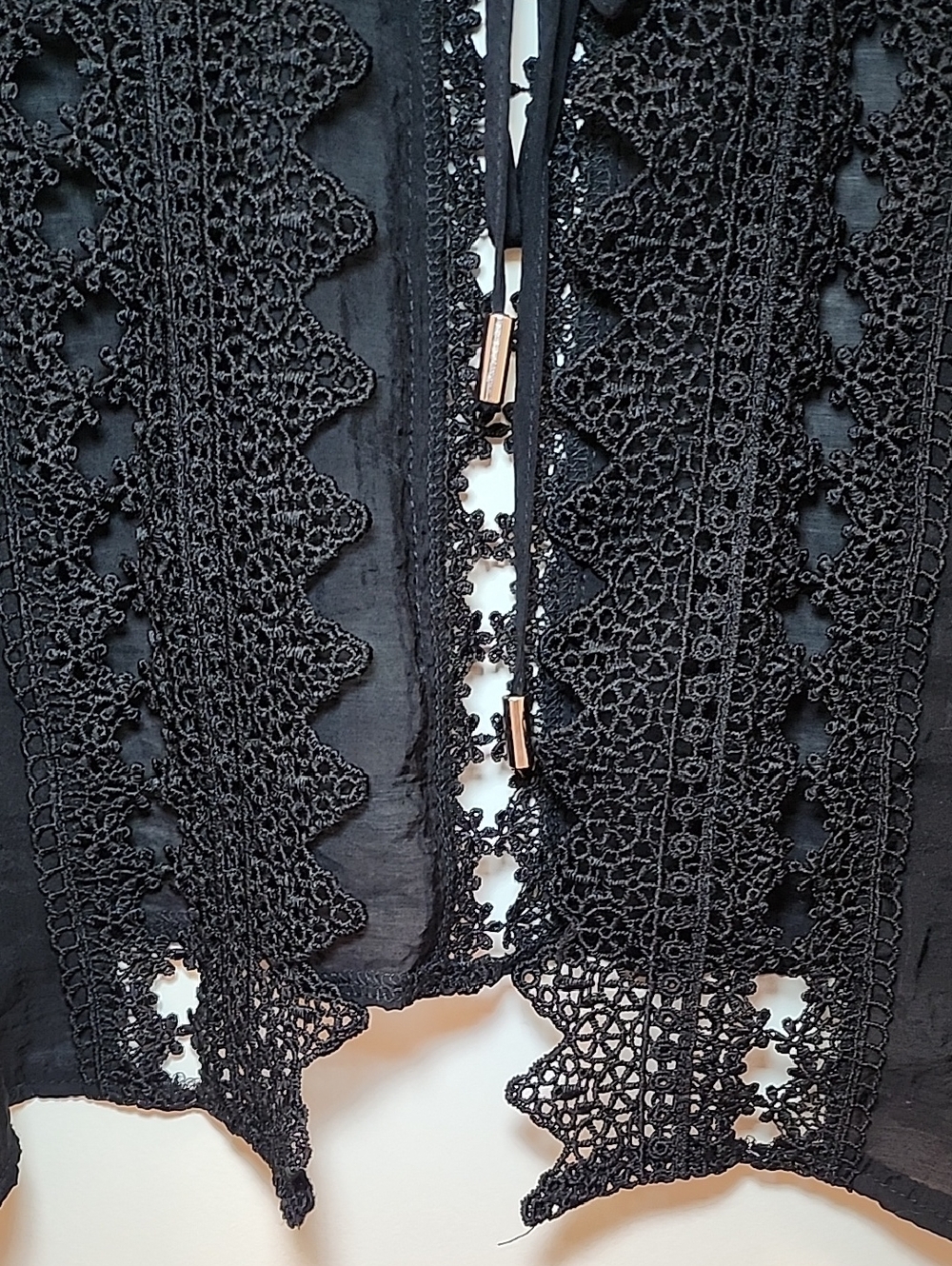 ELAN Vivi crochet Cover Up tie front boho slouchy women’s Lace Sz Small/ Meduim - Picture 11 of 16